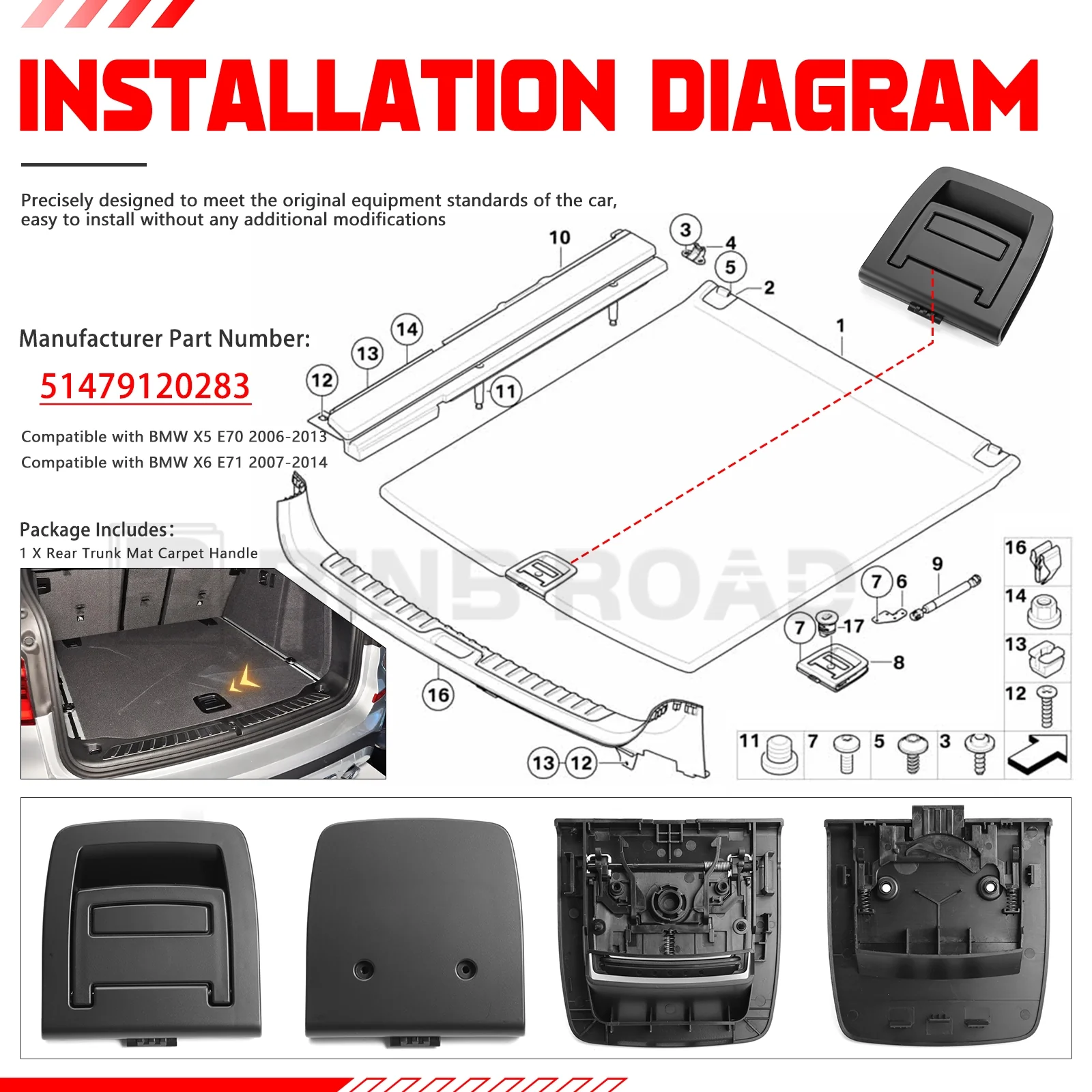 51479120283 Rear Trunk Mat Handle - Image 3