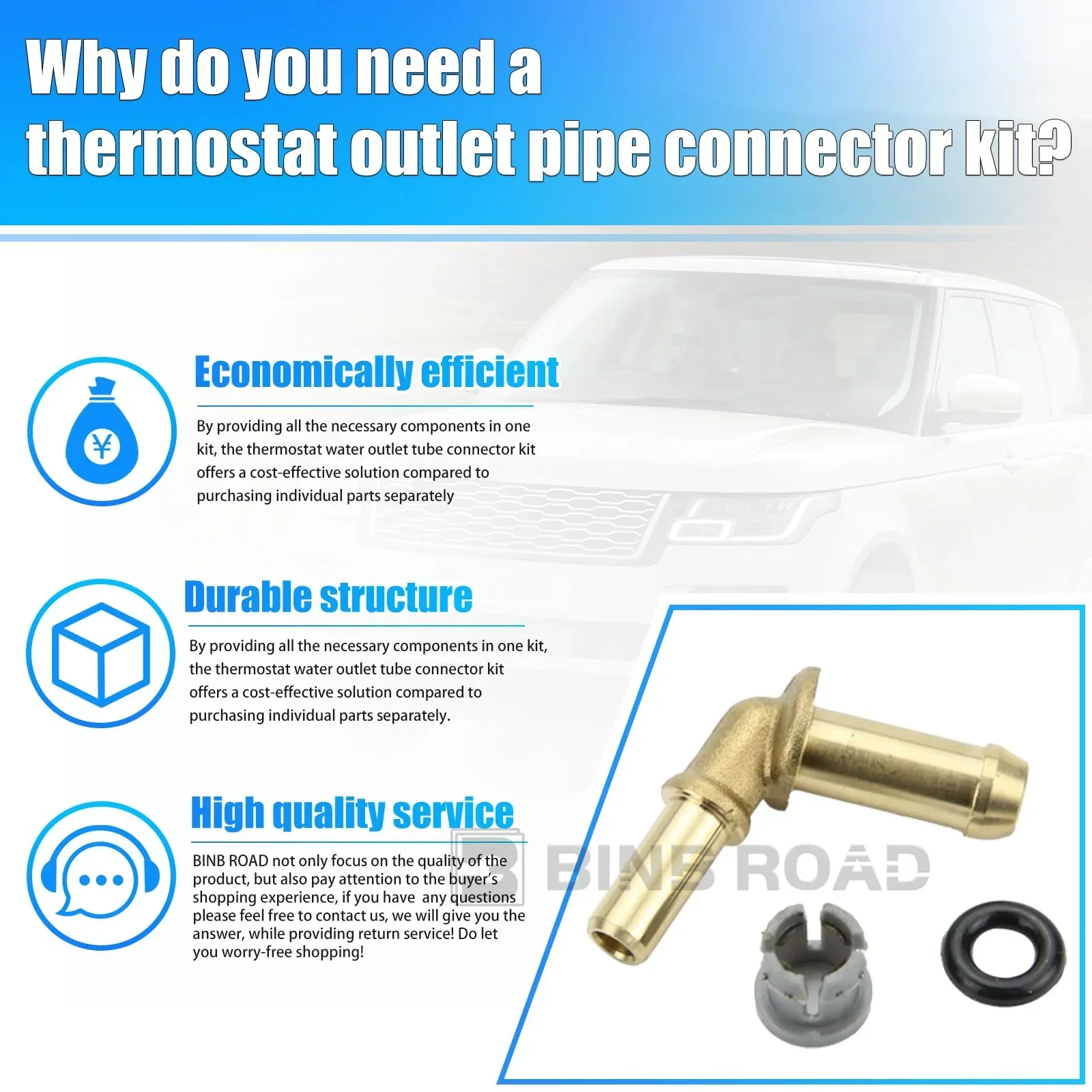 LR049990 Thermostat Water Outlet Hose Connector Kit - Image 5