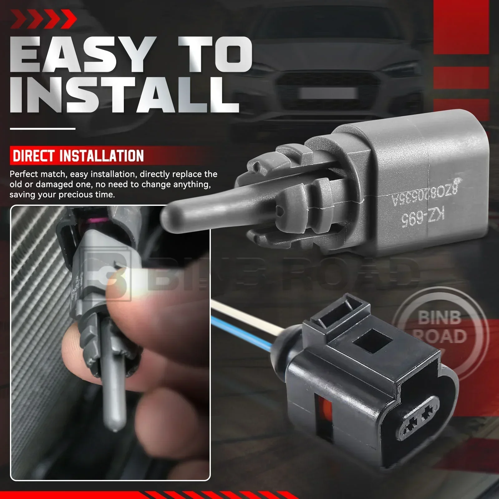 8Z0820535A + 1J0973702 Outside Ambient Air Temperature Sensor with Plug - Image 6